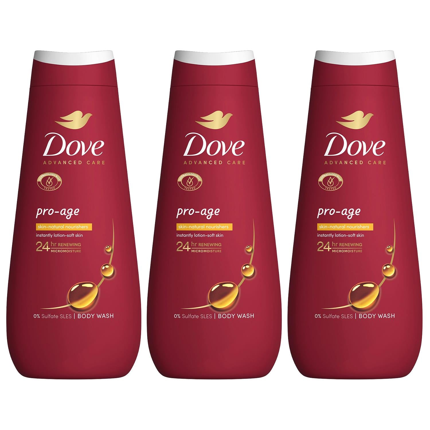 Advanced Care Body Wash Pro Age For 24hrs Renewing Micromoisture 400ml, 3pk