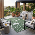 Luxury Outdoor Rug Waterproof Reversible For Garden Patio 100% Recycled, Green Ada Botanical | 180cm x 270cm | Green