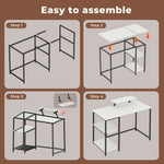Computer Desk Home Office Table With Storage Shelves Monitor Stand | White