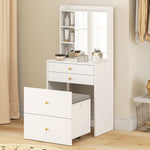 HOMCOM Dressing Table With Mirror And Stool, Makeup Desk With Drawers, White