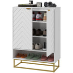 Shoe Cabinet With 2 Chevron Doors, Adjustable Shelf 12 Pairs