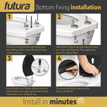 Toilet Seat Soft Close Oval Shape, Premium Thermoplastic, Quick Release, Top & Bottom Fixings | Black
