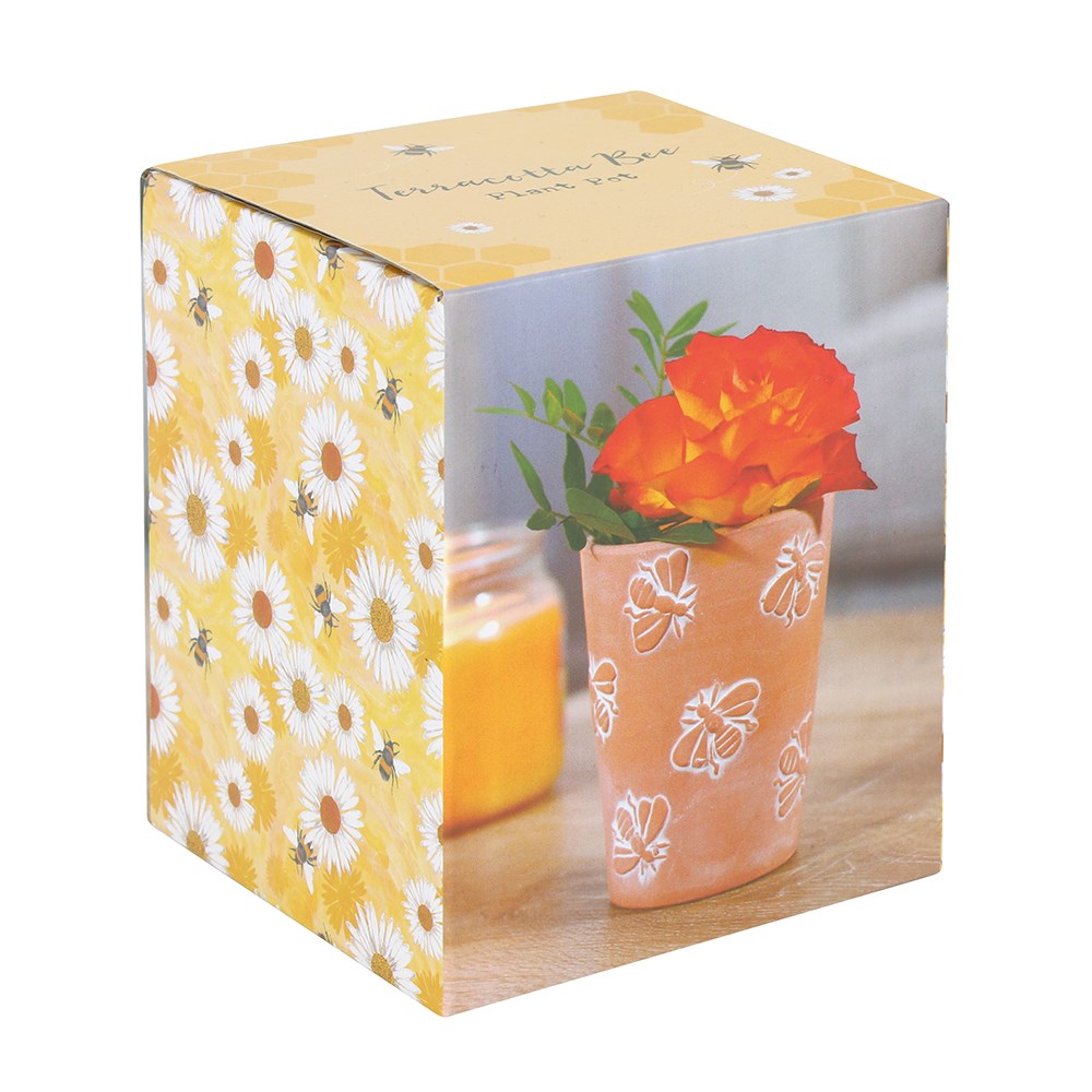 Bee Terracotta Plant Pot | One Size | Brown
