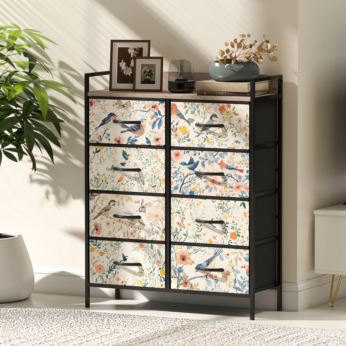 HOMCOM 8-drawer Chest Of Drawers, Fabric Dresser With Open Shelf