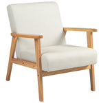 Fabric Accent Chair W/ Rubber Wood Legs Padded Cushion | One Size | Cream
