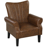 Upholstered Modern Accent Chair,  Armchair With Wood Legs, Brown