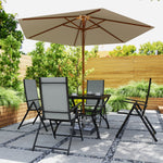 5 Pcs Garden Dining Set, Folding Chairs And Metal Top Table | Gray