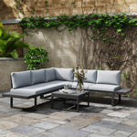 4 Pcs Garden Set W/ 5-level Recline Corner Conversation Set