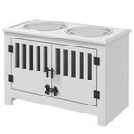 Raised Dog Bowls For Large Dogs Feeding Station W/ Stand, Storage | White