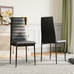 Set Of 2 Pu Leather Upholstered Dining Chairs | Black