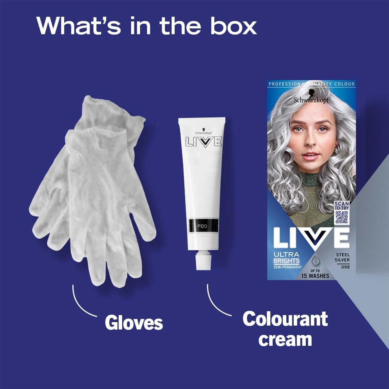 Live Steel Silver 098 Semi-permanent Hair Colour, 3 Pack