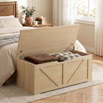 Storage Trunk For Living Room, With Safety Hinges, 100cm | Natural