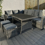 York 8 Seat Mixed Grey Rattan Corner Sofa Dining Set