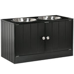 Raised Dog Bowls For Large Dogs Feeding Station W/ Stand, Storage | Black