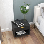 Small Table With Drawer, Open Compartment And Handle | One Size | Black