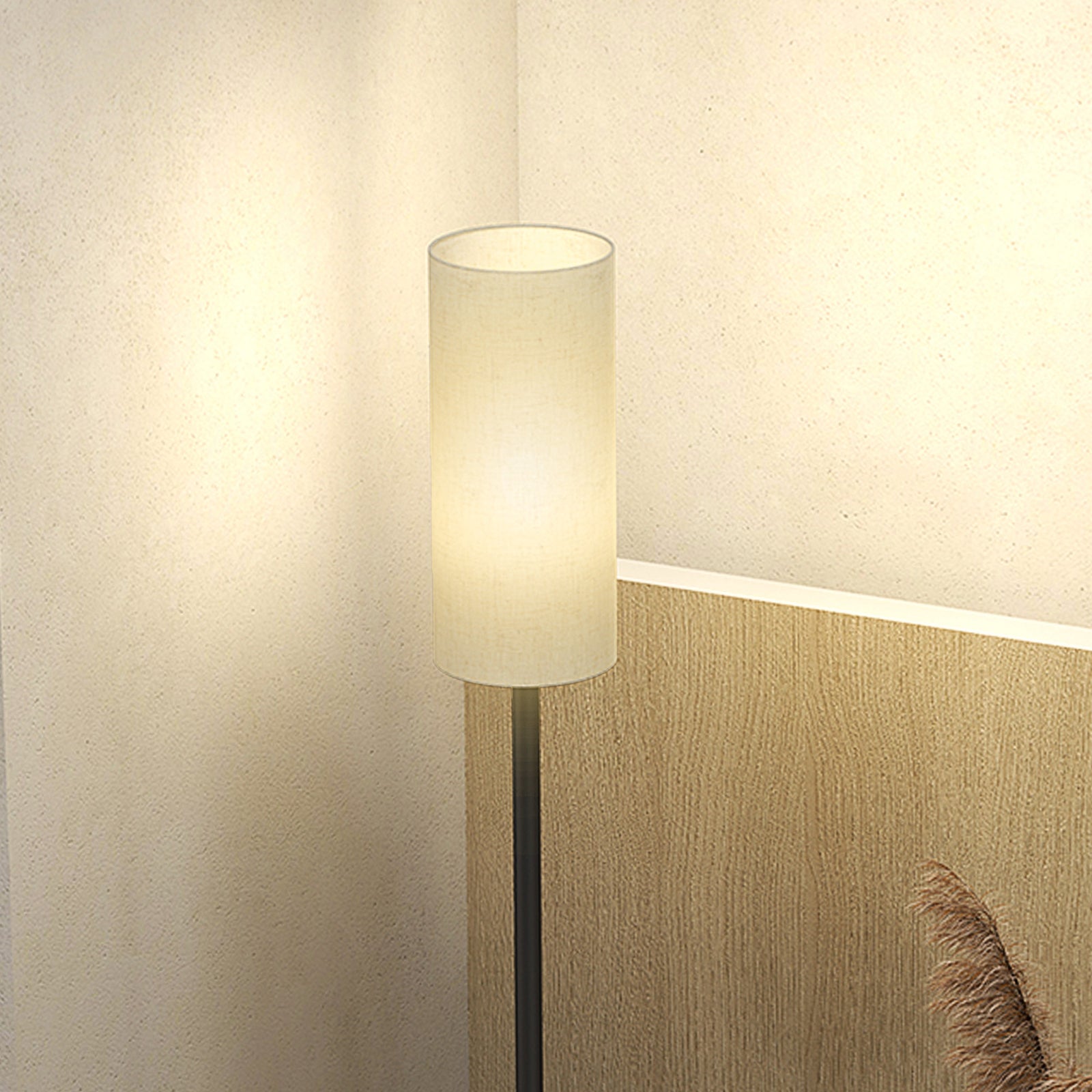Floor Lamp With Linen Shade & Foot Switch For Living Room