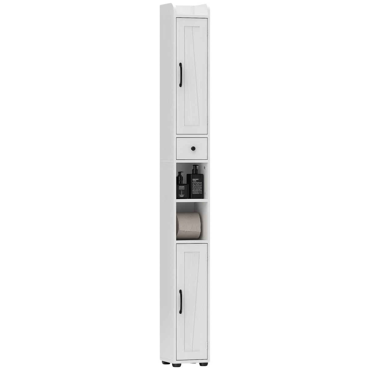 HOMCOM Tall Bathroom Storage Cabinet Slim Bathroom Cabinet With Drawer White