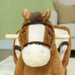 Kids Rocking Horse W/ Sound, Safety Belt - Brown