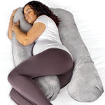 U Shaped Pregnancy Pillow, 135x75x20cm Shredded Memory Foam Full Body Maternity Cushion For Sleeping | U Shape | Light Grey