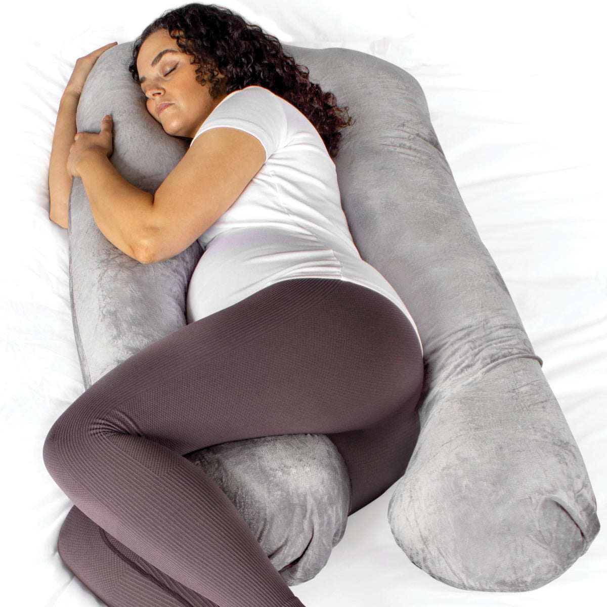 U Shaped Pregnancy Pillow, 135x75x20cm Shredded Memory Foam Full Body Maternity Cushion For Sleeping | U Shape | Light Grey