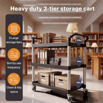 Tool Trolley 3 Tier Rolling Storage Cart Multi-functional Workplace Black | Black