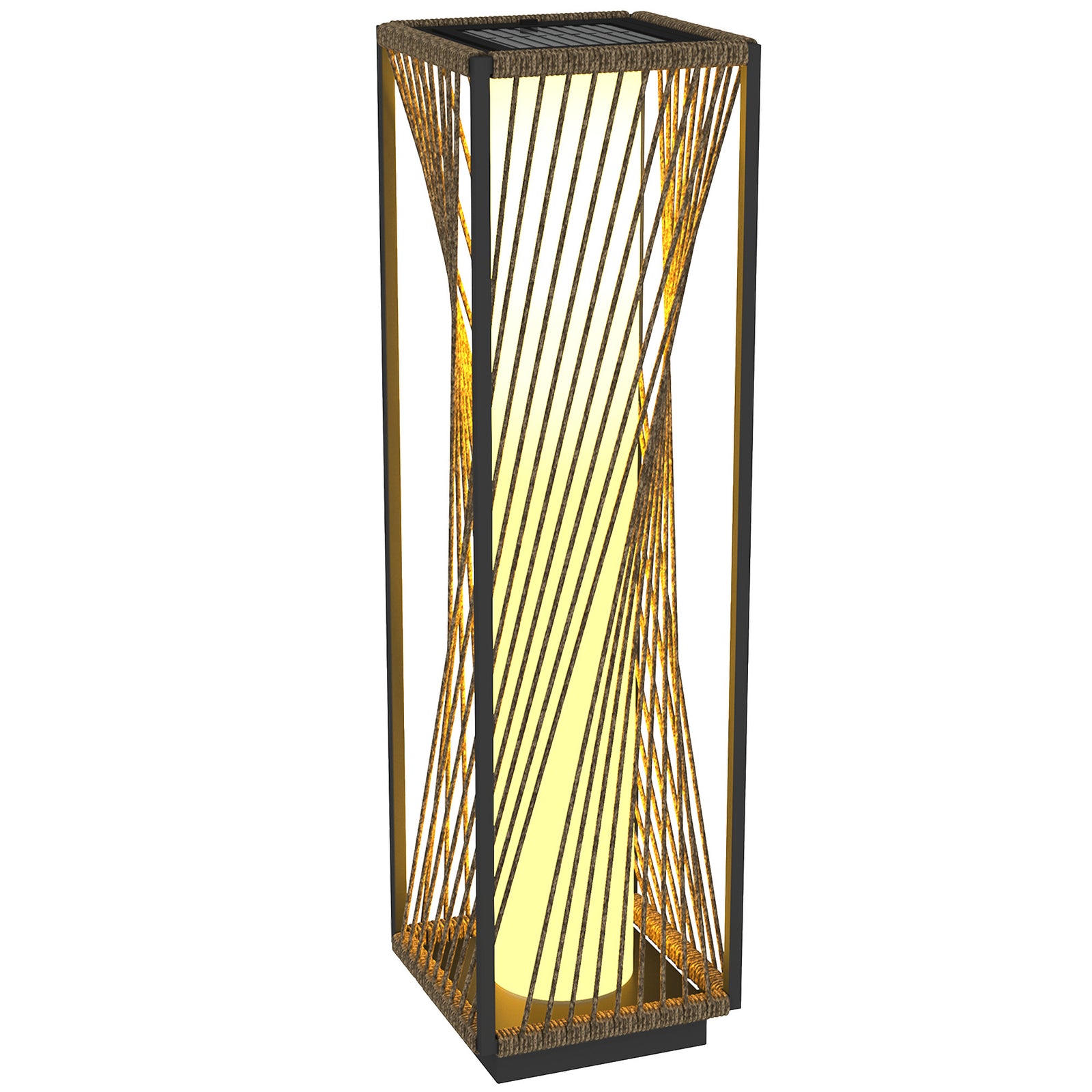 Rattan Solar Floor Lamp, Auto On/off Led Garden Lights