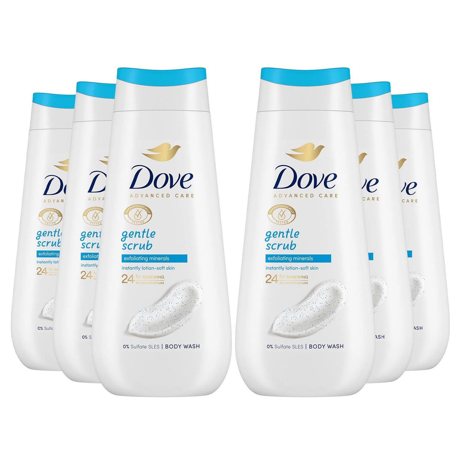 Advanced Care Body Wash Gentle Scrub 24h Renewing Micromoisture 225ml, 6pk