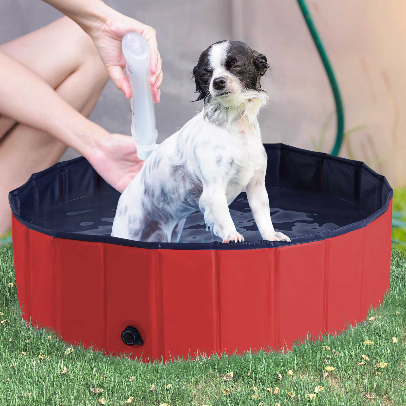 Pawhut Pet Pool Swimming Bath Portable Cat Dog Foldable Puppy Bathtub | Red