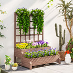 2-tier Raised Garden Bed With Trellis | Brown