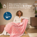 Electric Heated Throw Pink 160x120cm With Adjustable Heat Settings