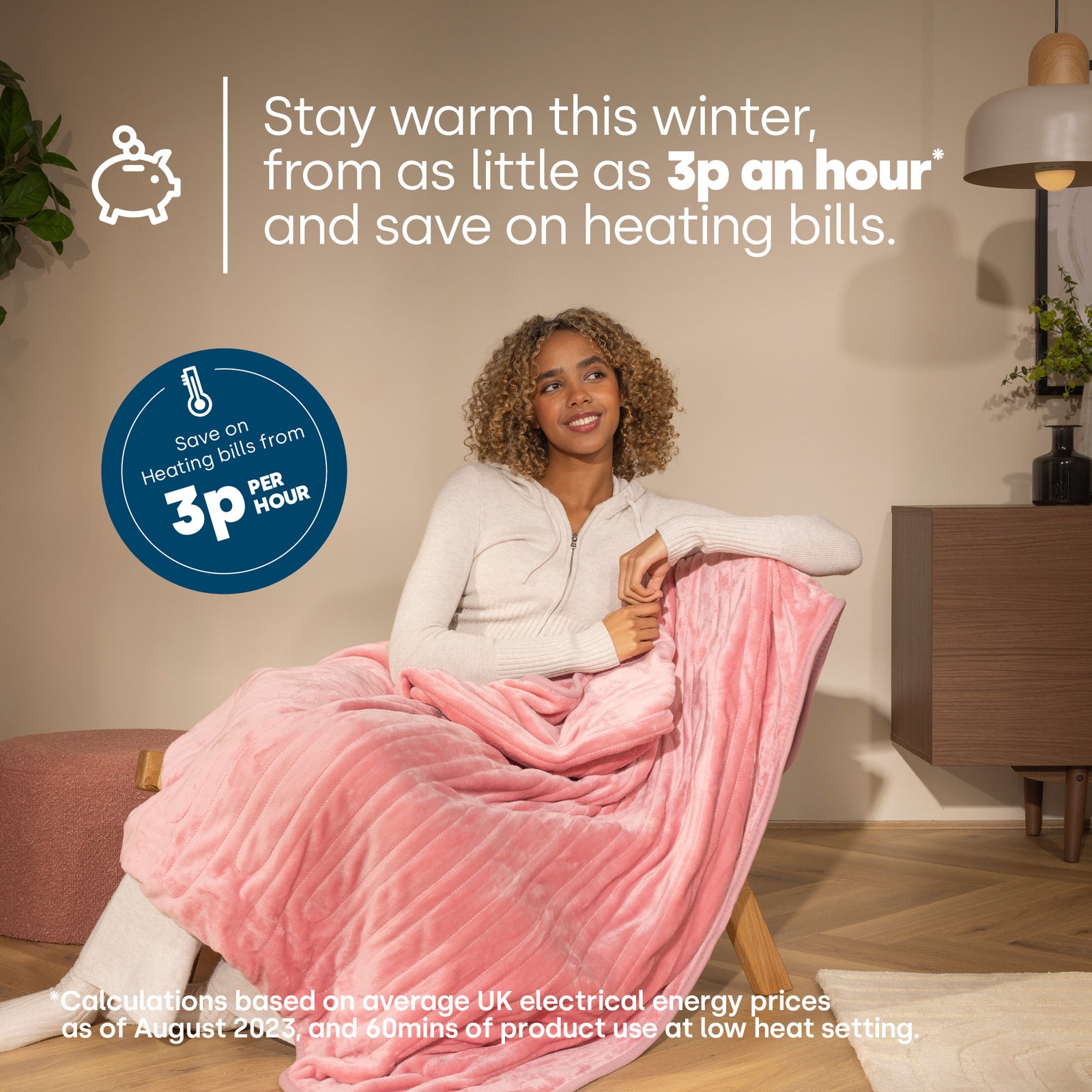 Electric Heated Throw Pink 160x120cm With Adjustable Heat Settings