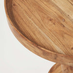 HOMESCAPES Pillar Solid Acacia Wood Side Tables – Set Of 2