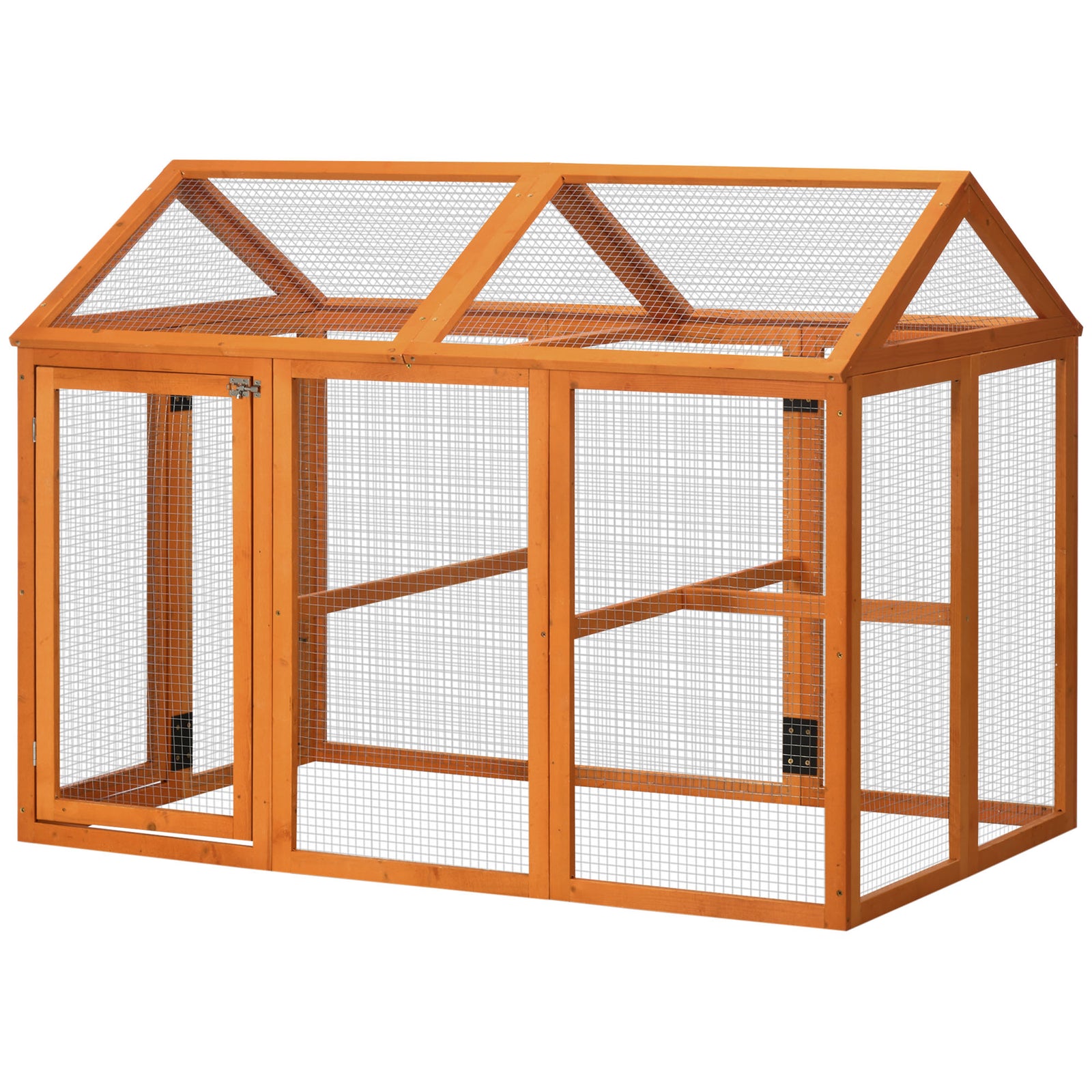 Pawhut Chicken Run, Wooden Chicken Coop W/ Combinable Design | Orange