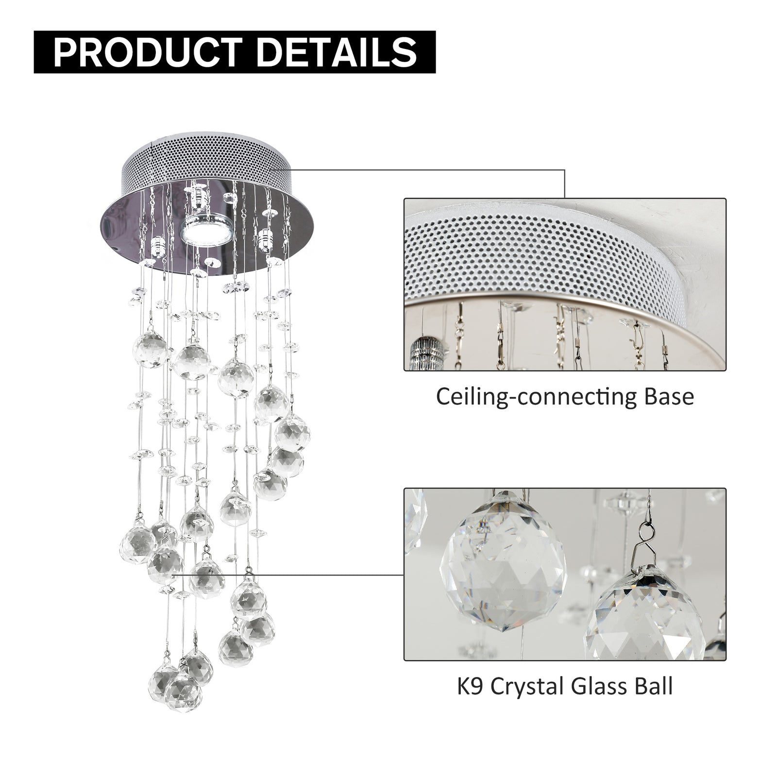 Crystal Ceiling Light Chandelier Spiral Rain Drop Pendant
