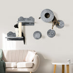 5pcs Cat Wall Furniture With Perch, Cat Condo, Scratching Post - Grey