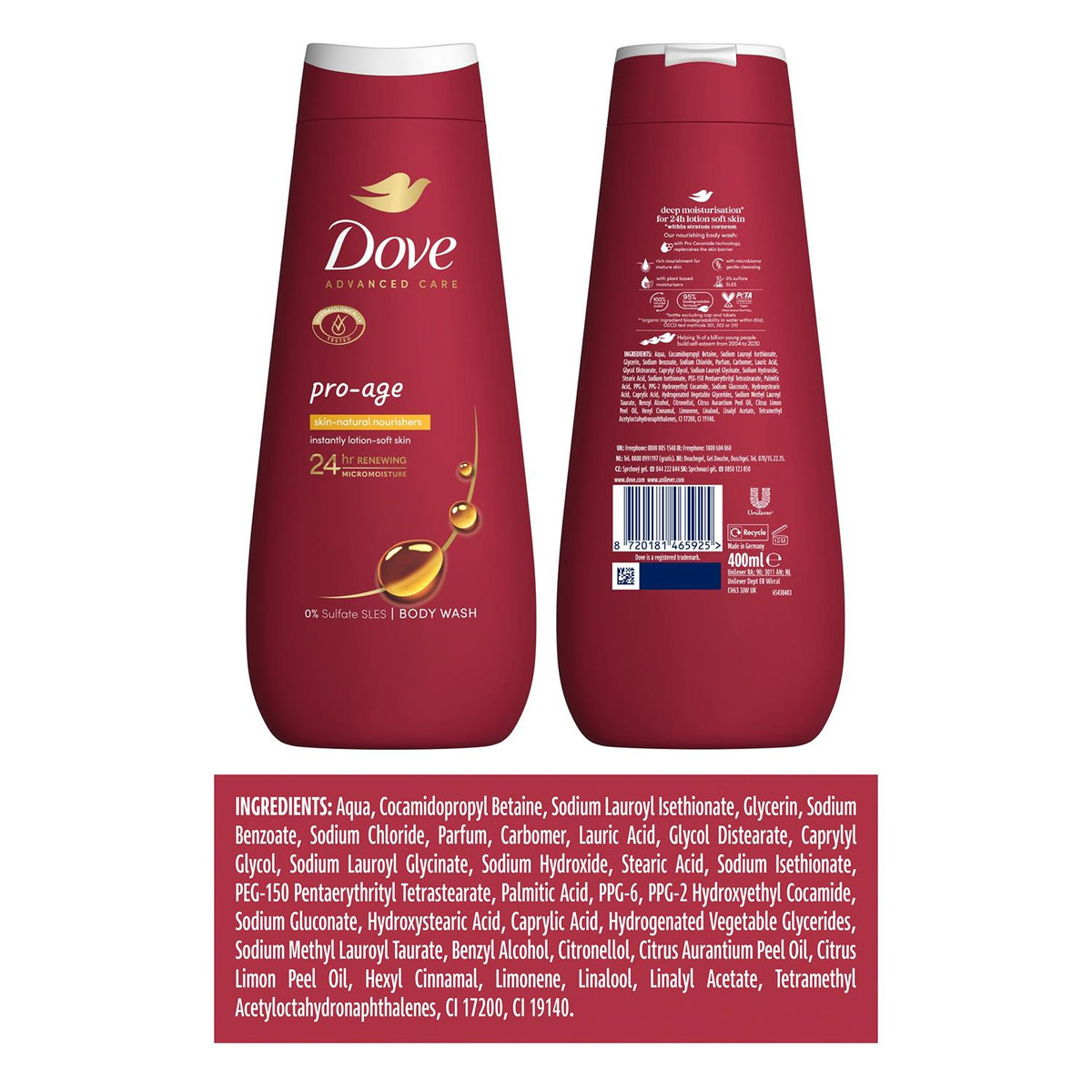 Advanced Care Pro Age Body Wash 24h Renewing Micromoisture 400ml | Set of 1 | White
