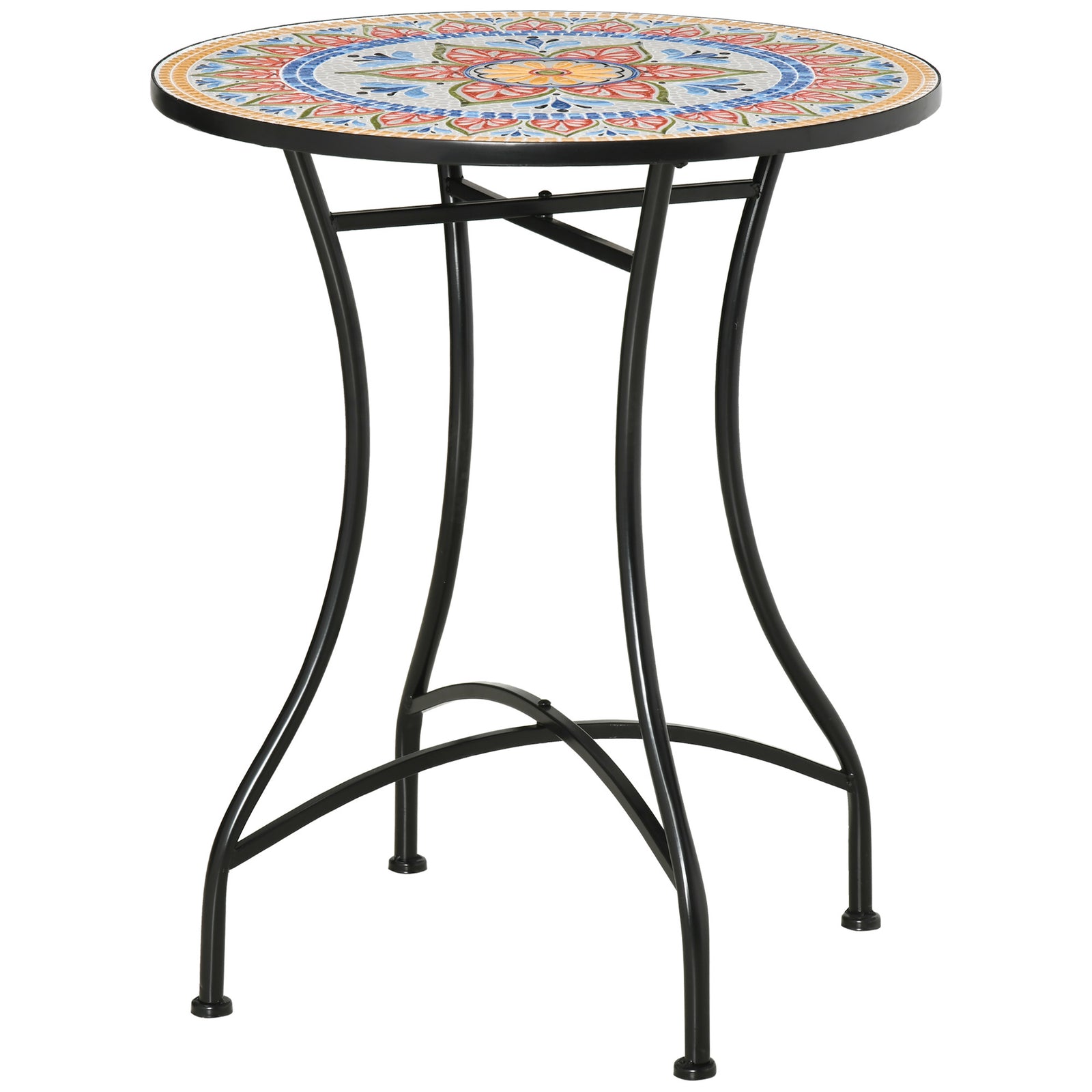 Outsunny 60cm Mosaic Round Bistro Table Outdoor Garden Side Table, Red