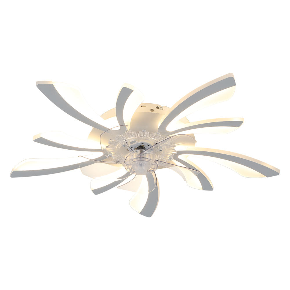 Striped Ceiling Fan Light 30.7 Inch Led With 3-color Dimming, Reversible Quiet Motor, 6-speed, 2.4g App & Remote Control, Sleep Timer | White