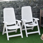 2 Pcs Folding Plastic Dining Chairs With 4-position Backrest