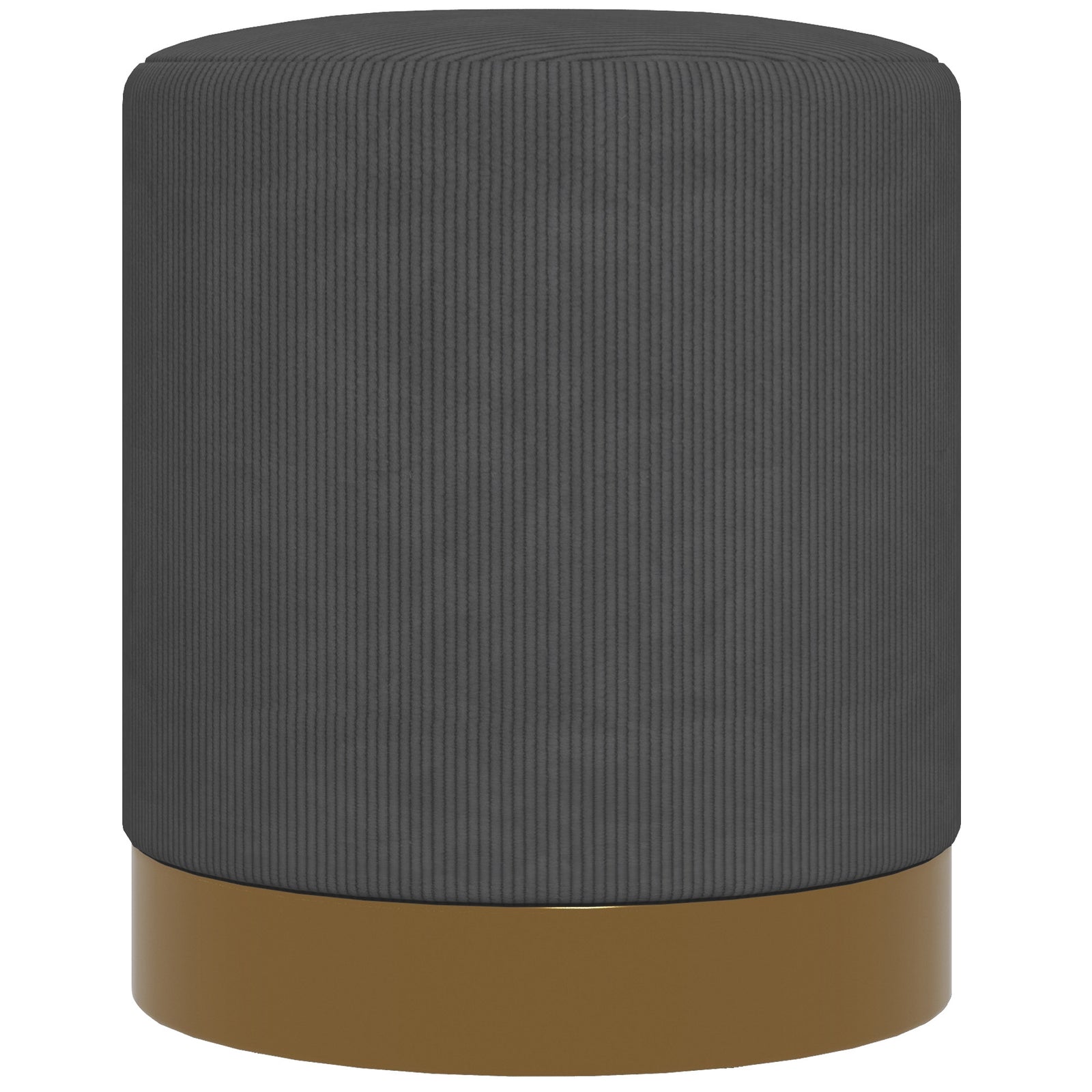 Modern Round Footstool, Fabric Upholstered Foot Rest | One Size | Charcoal Gray