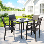 Outsunny 5 Pieces Garden Dining Set, Outdoor Furniture With Hdpe Table