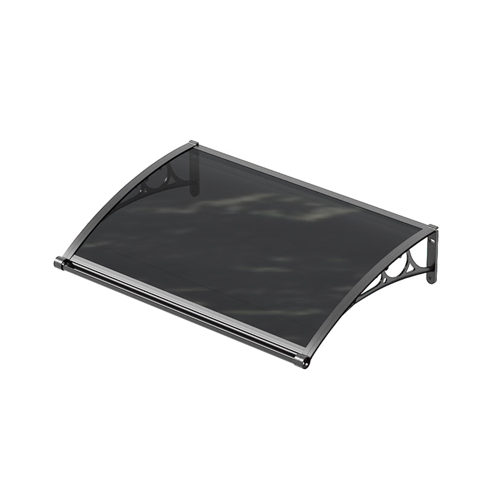 1.2-2.4m W x 0.8m D Curved Outdoor Door Window Awning Canopy | XS | Dark Grey