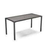Rectangular Outdoor Dining Table With Parasol Hole Grey - 150w X 70d X 72h Cm