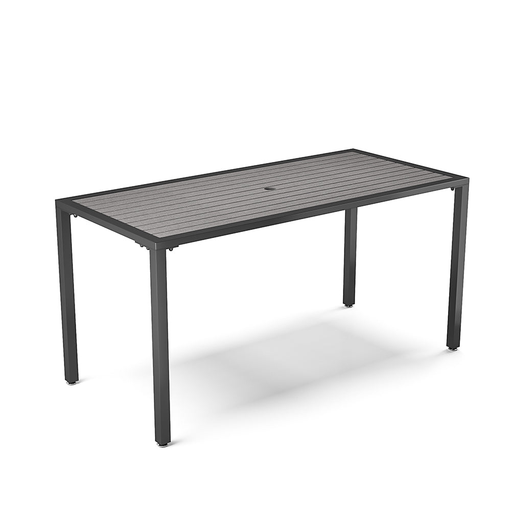 Rectangular Outdoor Dining Table With Parasol Hole Grey - 150w X 70d X 72h Cm