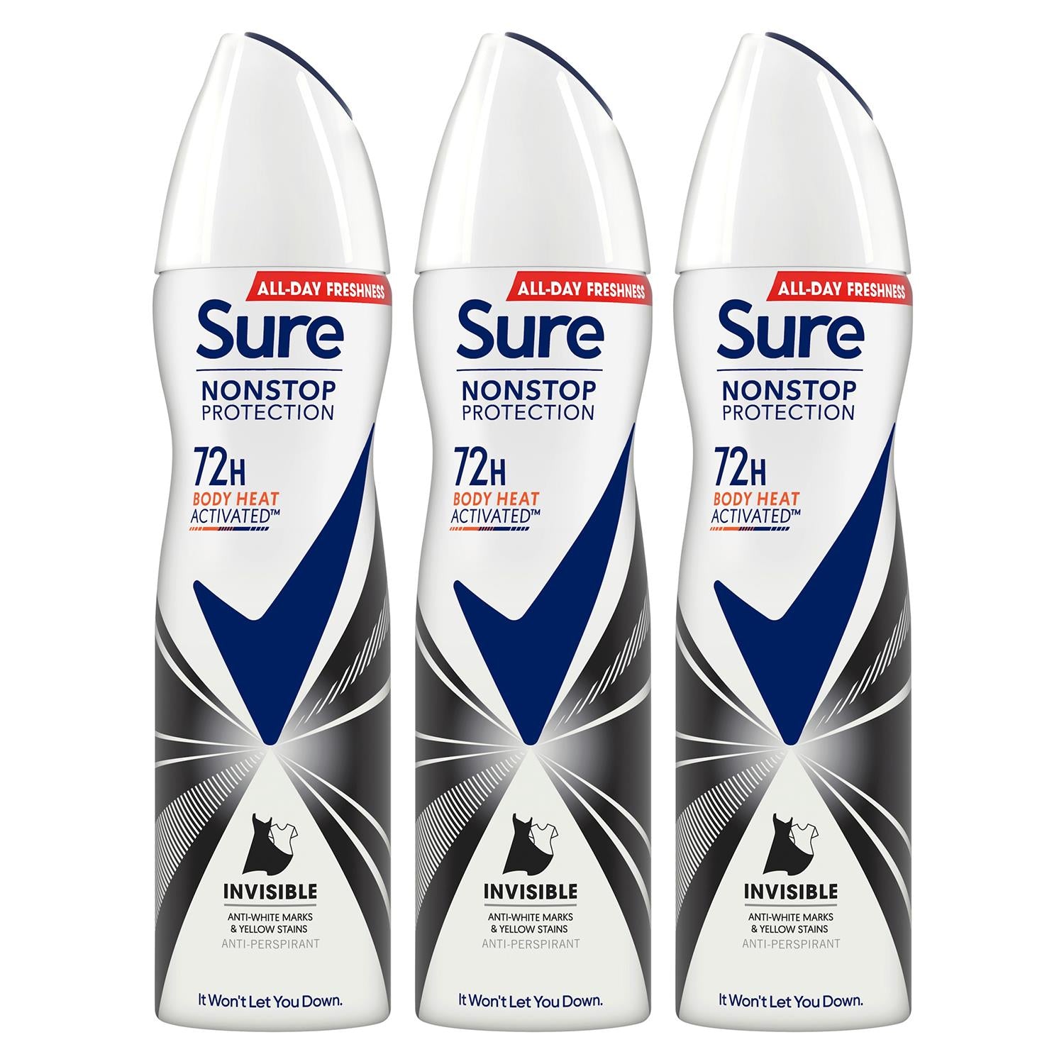Women Anti-perspirant 72h Protection Deo Invisible Black & White 150ml, 3pk | 3