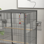 Bird Cage With Rolling Stand For Small Birds - Grey