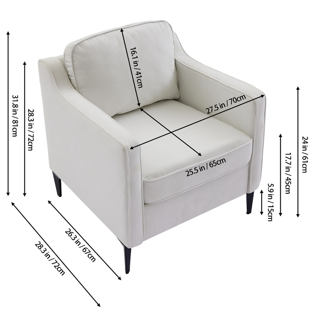 Contemporary Off-white Linen Armchair – Stylish Upholstered Single Sofa For Living Room