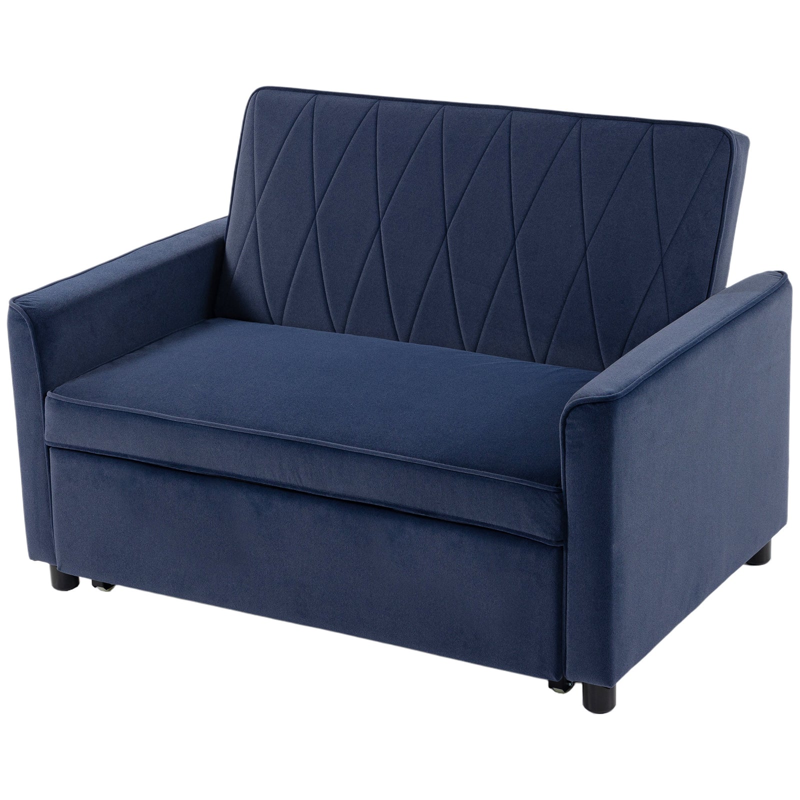 2 Seater Sofa Bed, 3-in-1 Velvet Pull Out Sleeper Sofa | Dark Blue