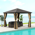 3x3m Hardtop Gazebo With Netting And Curtains