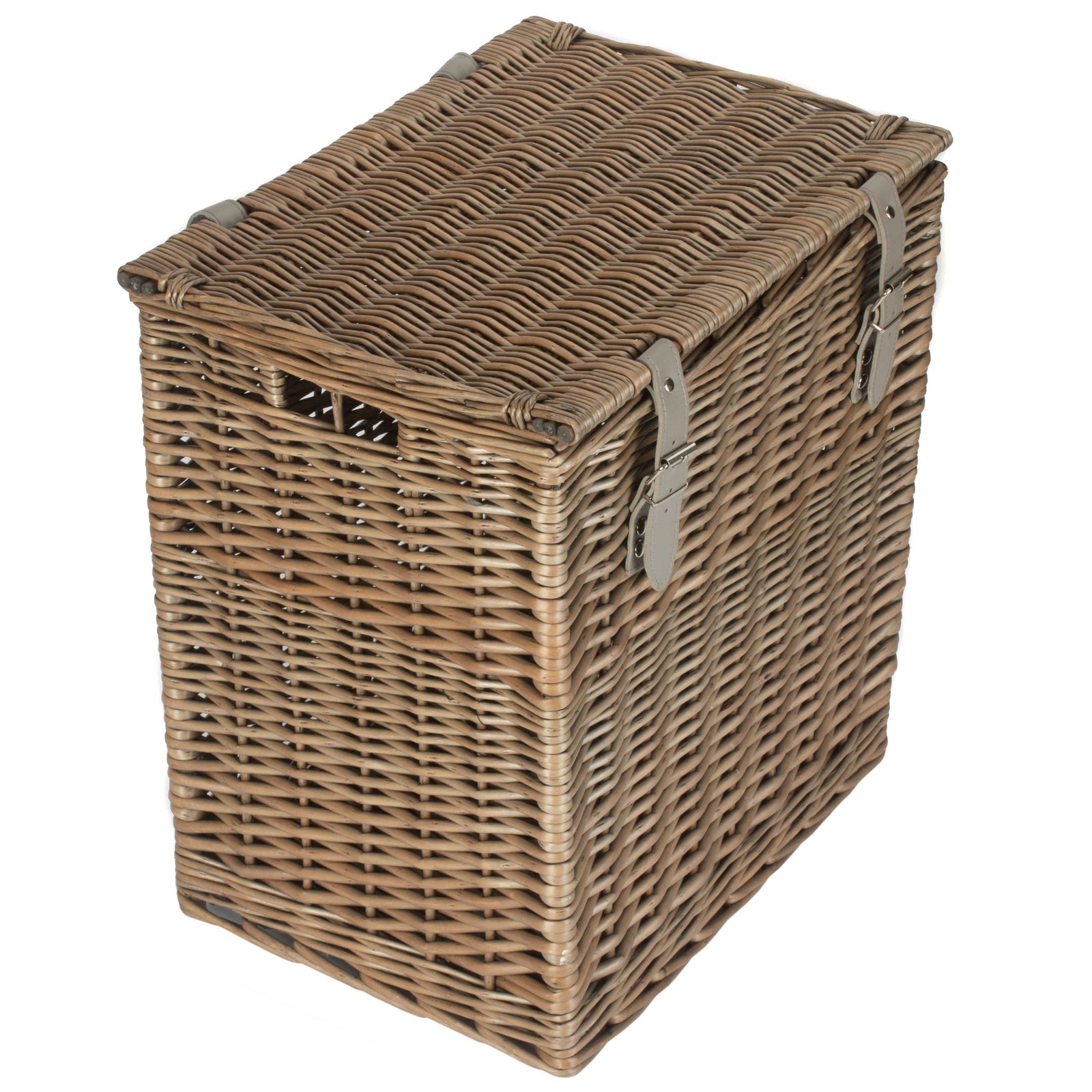 Wicker Antique Wash Vintner Storage Picnic Basket | Small | Gray